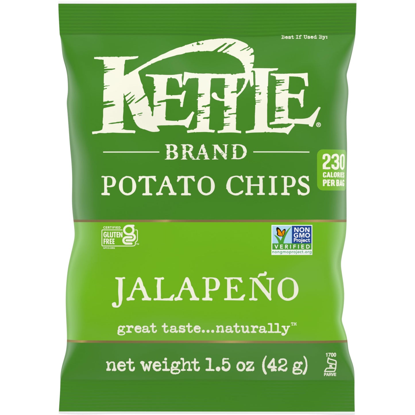 Kettle Brand Potato Chips, Jalapeno Kettle Chips, Snack Bag, 1.5 Oz (Pack Of 24)