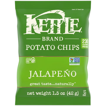Kettle Brand Potato Chips, Jalapeno Kettle Chips, Snack Bag, 1.5 Oz (Pack Of 24)