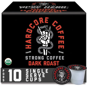 Hardcore Single Serve Coffee Pods For Keurig K Cup Malt-Inspired, High Caffeine, Strong Roast, 10 Count