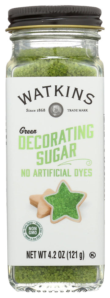 Watkins Green Decorating Sugar, No Artificial Dyes, Non GMO, 4.2 Ounces (Pack Of 3)