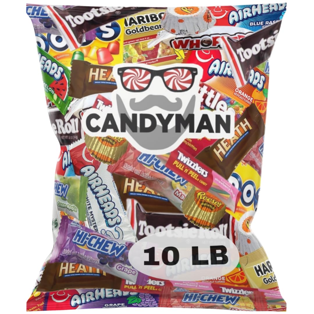 CANDYMAN Chocolate & Candy Bundle, Mixed Individually Wrapped Treats, 10 LB
