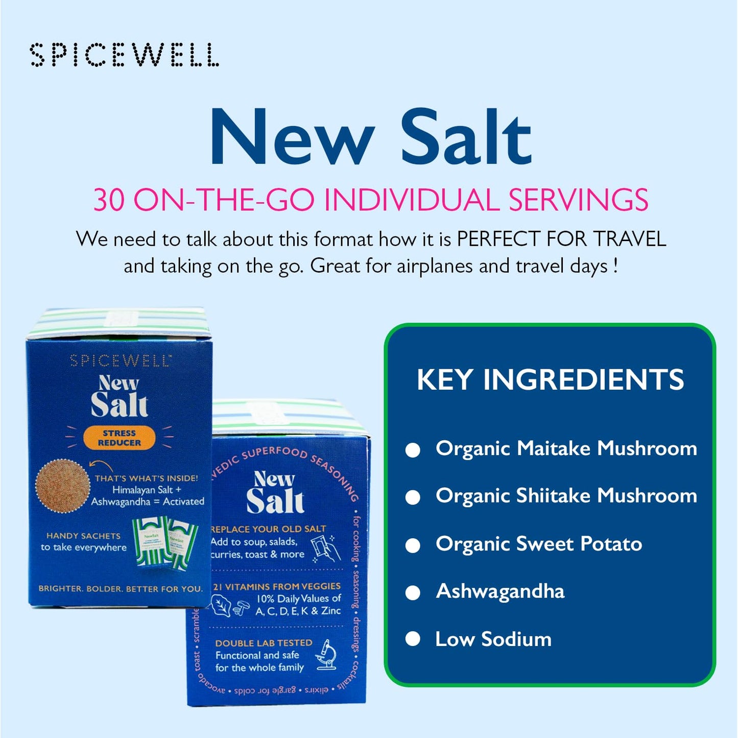 Spicewell Himalayan Pink Salt with 21 Plant-Based Vitamins, 2.64 oz, 30% Lower Sodium, Healthy Seasoning