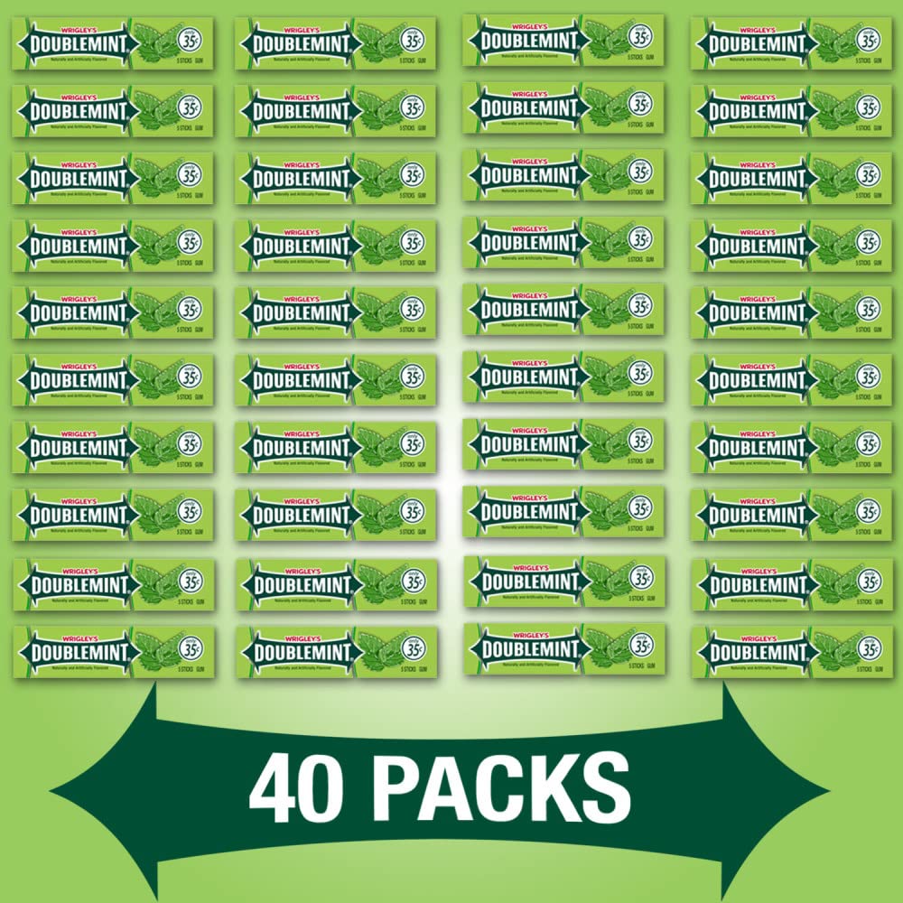 Wrigleys Doublemint Chewing Gum 5 Stick Packs 40 Count (Pack Of 2)