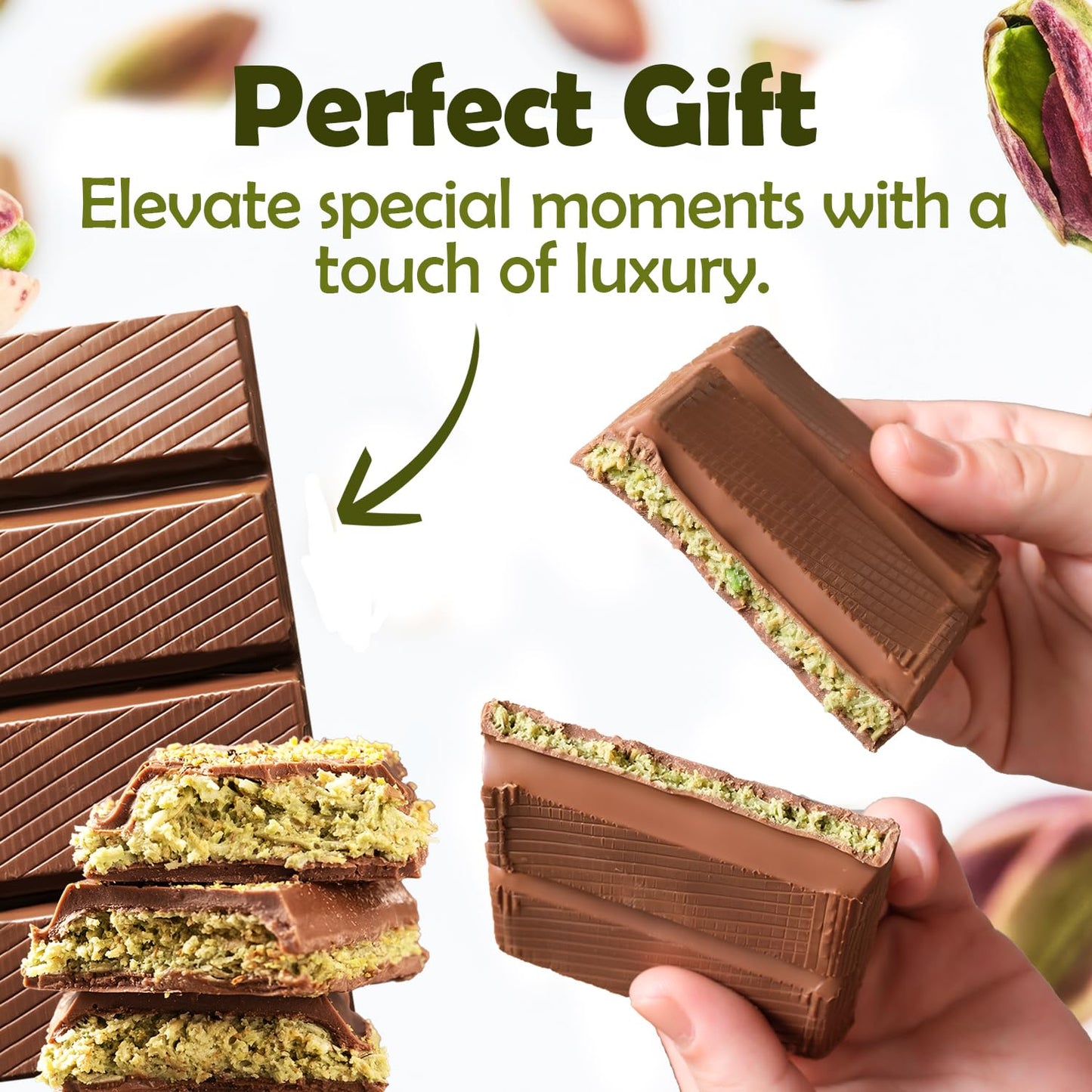 Dubai Chocolate Kunafa Pistachio Bar - 7oz | Handmade Luxury Dessert with Crunchy Kataifi & Creamy Pistachio Filling  Gift for Any Special Occasion