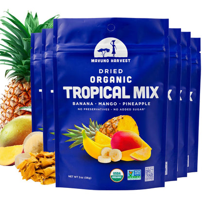 Mavuno Harvest Tropical Mix Dried Fruit Snack | Unsweetened Organic Mixed Dried Fruit | Gluten Free Healthy Snacks for Kids and 