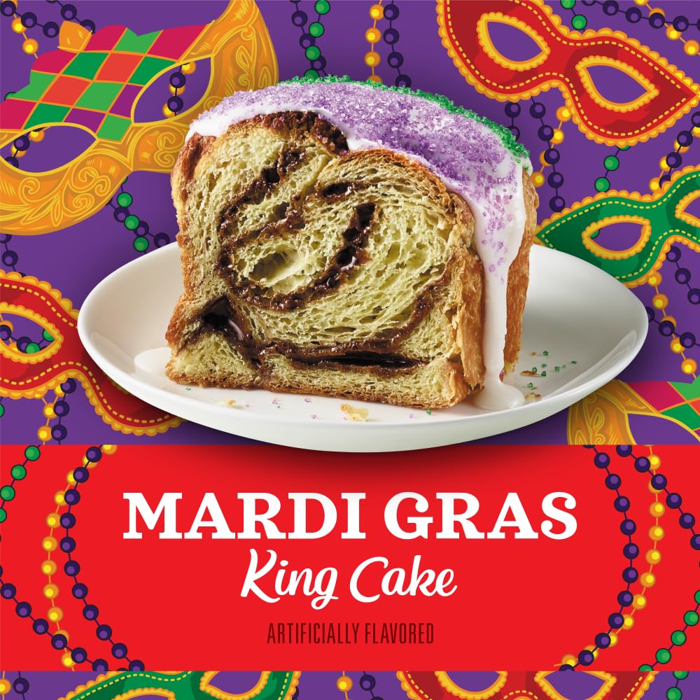 Community Coffee Mardi Gras King Cake Flavored Ground Coffee, Medium Roast, 32 Ounce Bag, Red