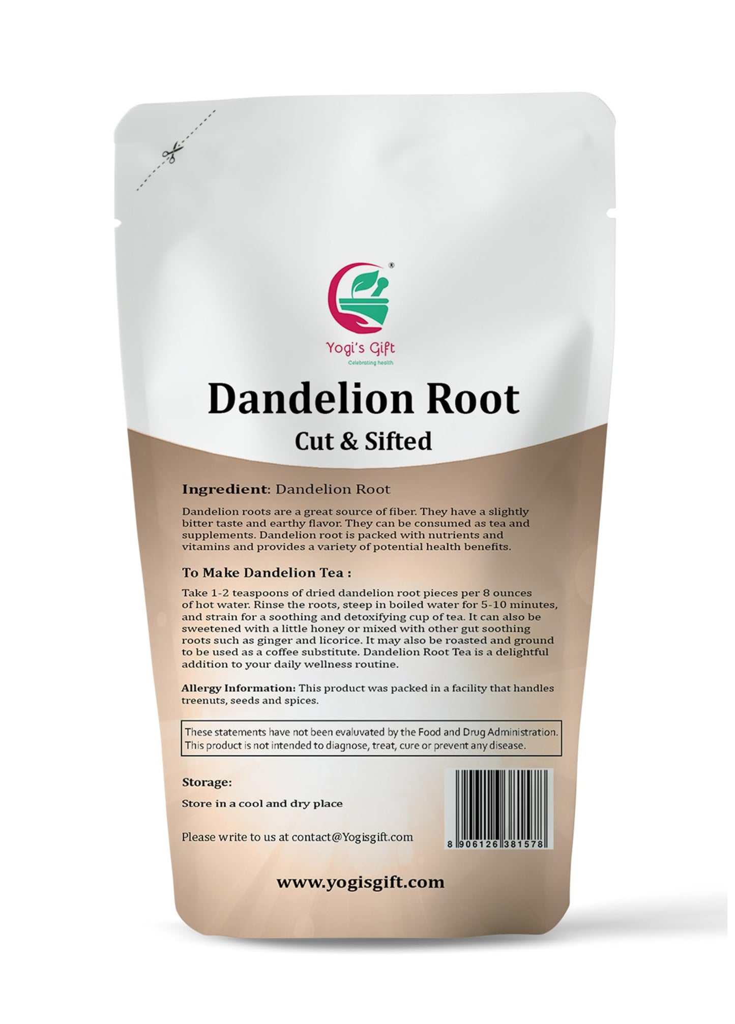 YOGI’S GIFT Dandelion Root Cut and Sifted Loose Root 4 oz - Natural Herbal dietary product