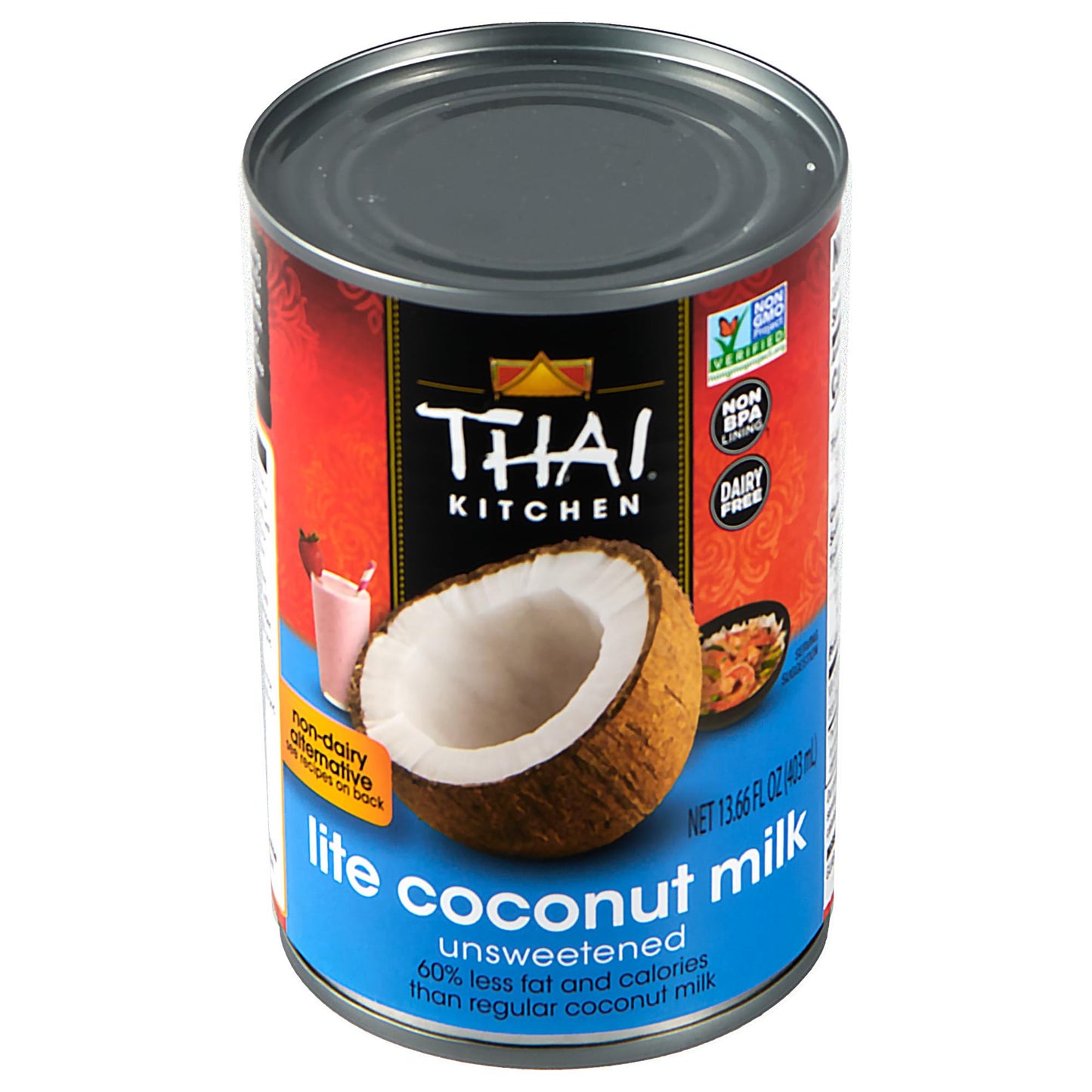 Thai Kitchen Unsweetened Lite Coconut Milk, 13.66 Fl Oz, Pack of 12