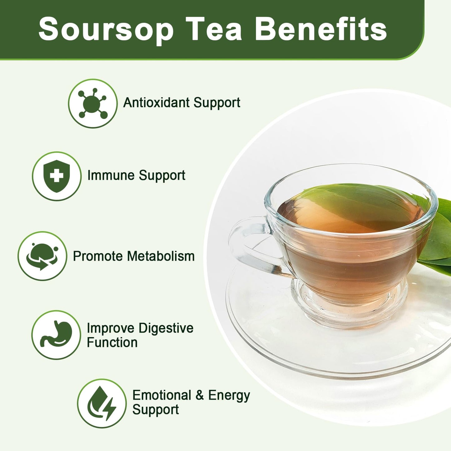 Organic Soursop Leaf Tea Bags | Annona Muricata Herbal Tea for Relaxation & Wellness | Caffeine-Free  Antioxidant Rich | 30 Count | Gluten-Free  Non-GMO