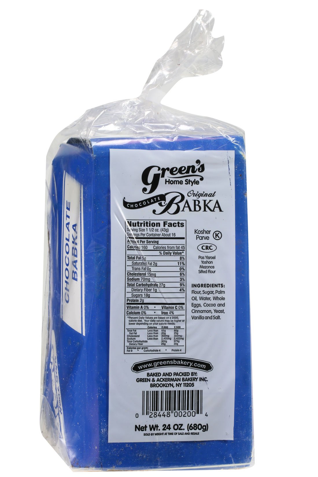 Greens Bakery Kosher Chocolate Babka - 24 oz - 1 Count (Pack of 1)