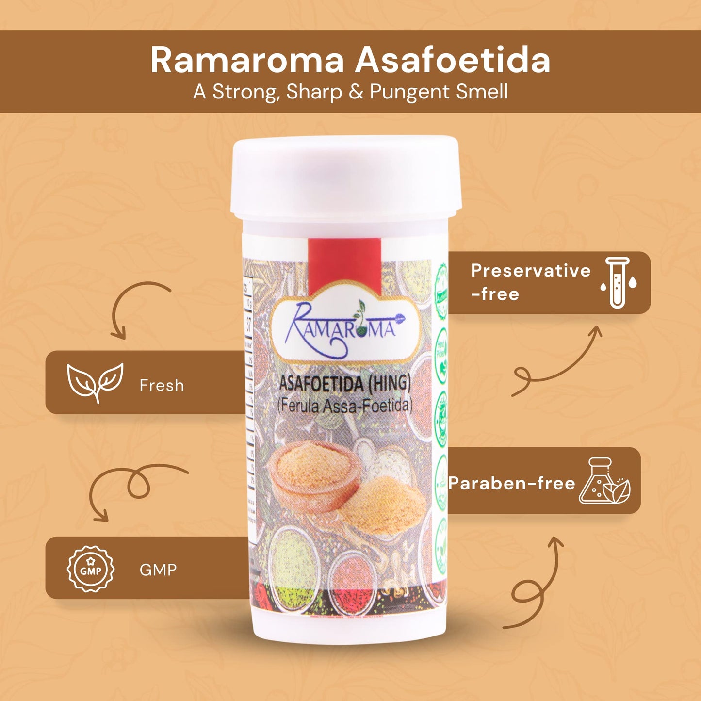 Ramaroma Asafetida (Hing) Ground 0.35Oz (10G) ~ All Natural | Salt Free | Vegan | Non-Gmo | Asafoetida Indian Spice | Best For O