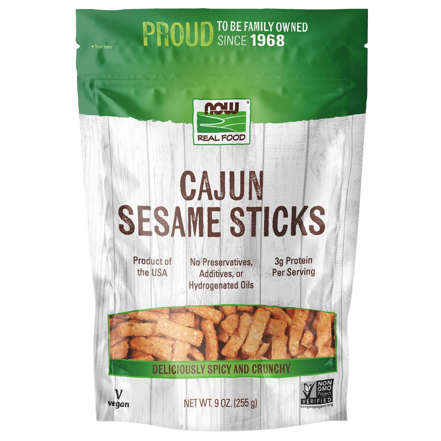 Now Foods, Cajun Sesame Sticks, Product Of The Usa, No Preservatives, Additives Or Hydrogenated Oils, Delicious Spicy Cajun Flav