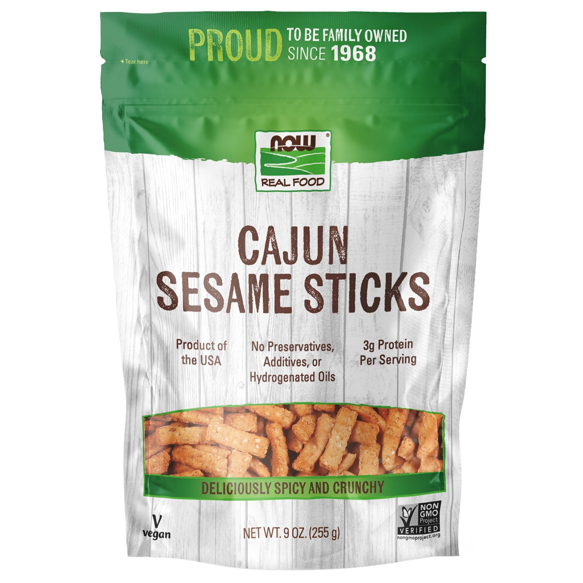 Now Foods, Cajun Sesame Sticks, Product Of The Usa, No Preservatives, Additives Or Hydrogenated Oils, Delicious Spicy Cajun Flav