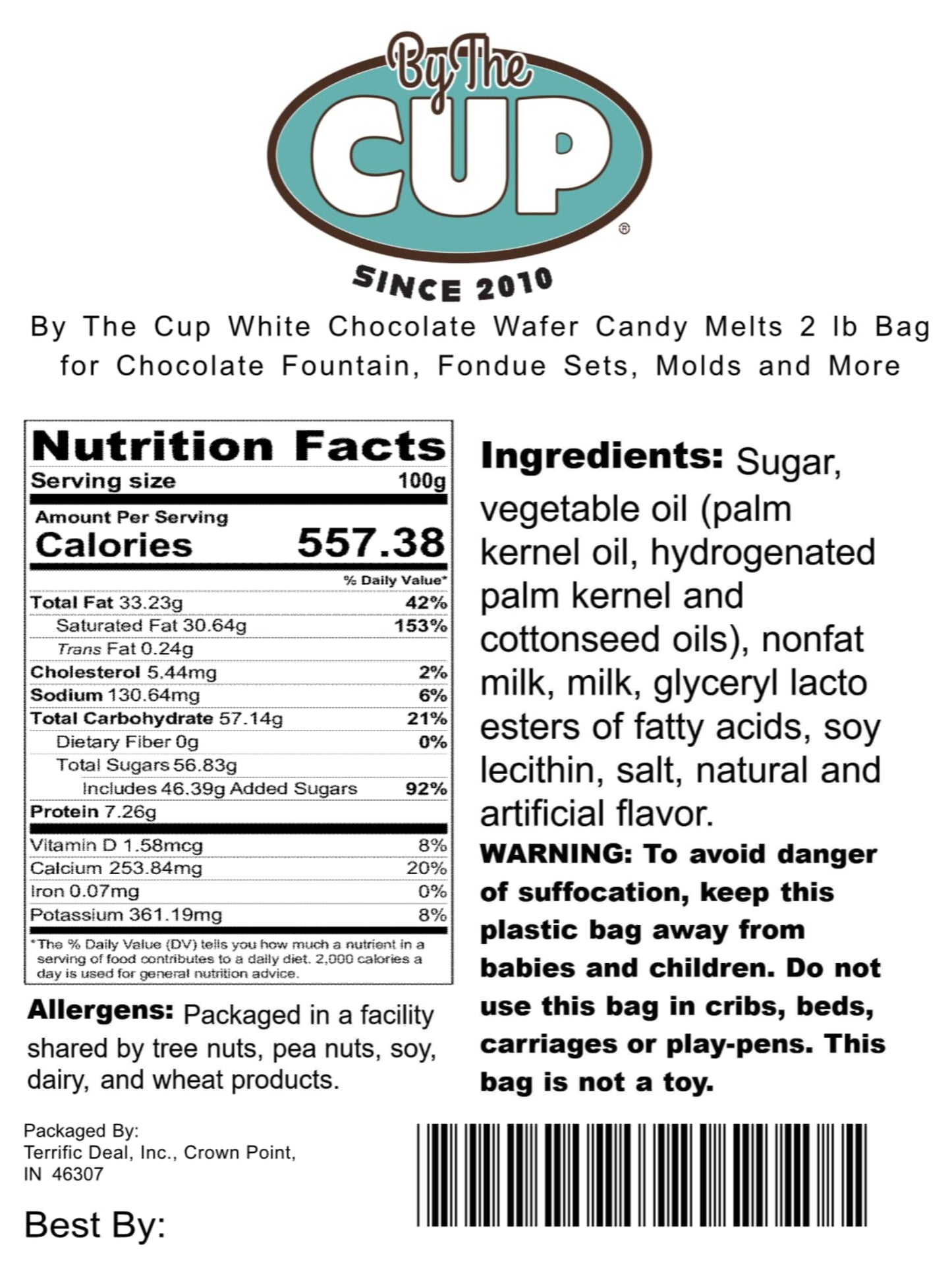 By The Cup White Chocolate Melting Wafers, 2 Lb Bulk Bag For Chocolate Fountain, Fondue Sets, Molds And More