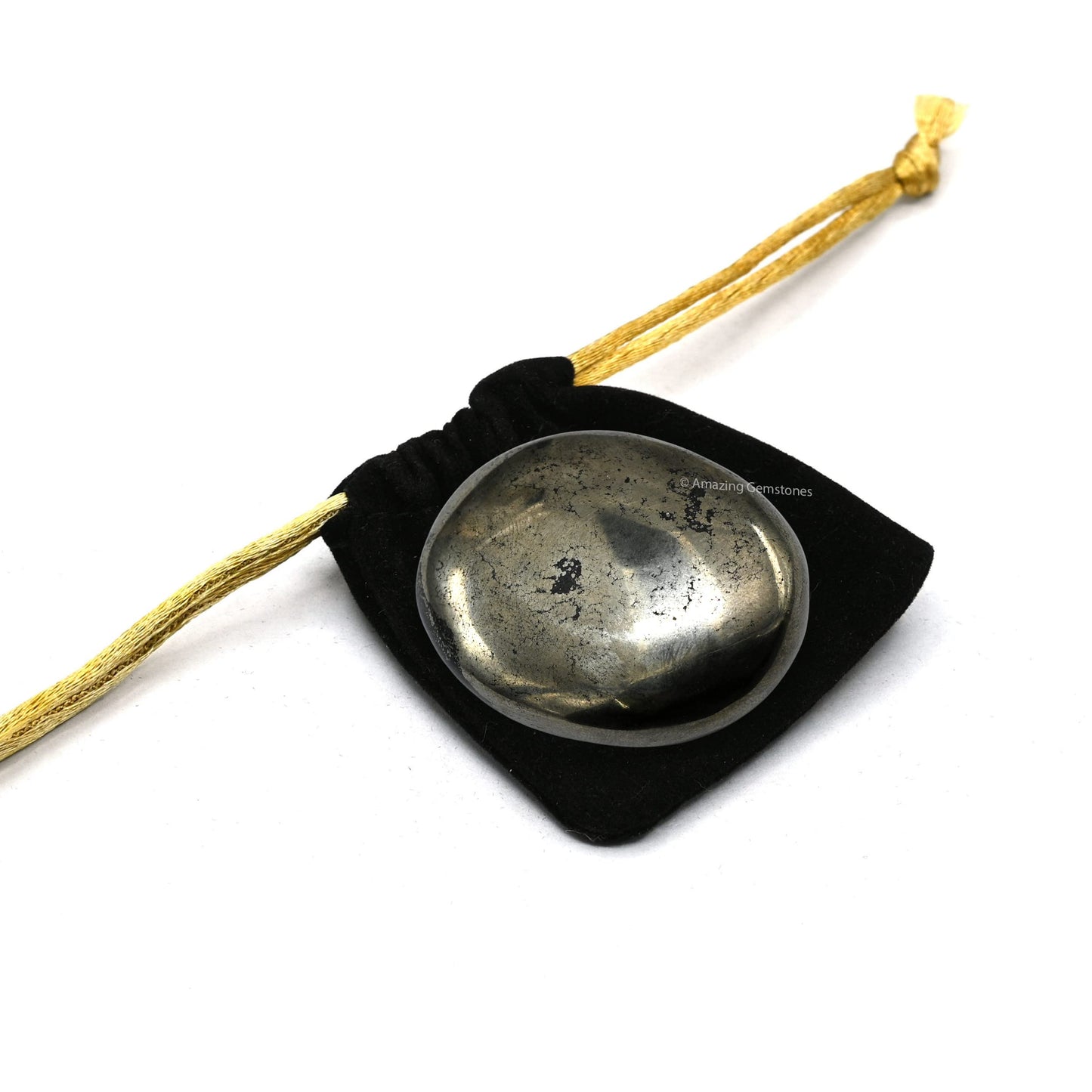 Pyrite Palm Stone - Pocket Massage Worry Stone For Natural Body Chakra Balancing, Reiki Healing And Crystal Grid