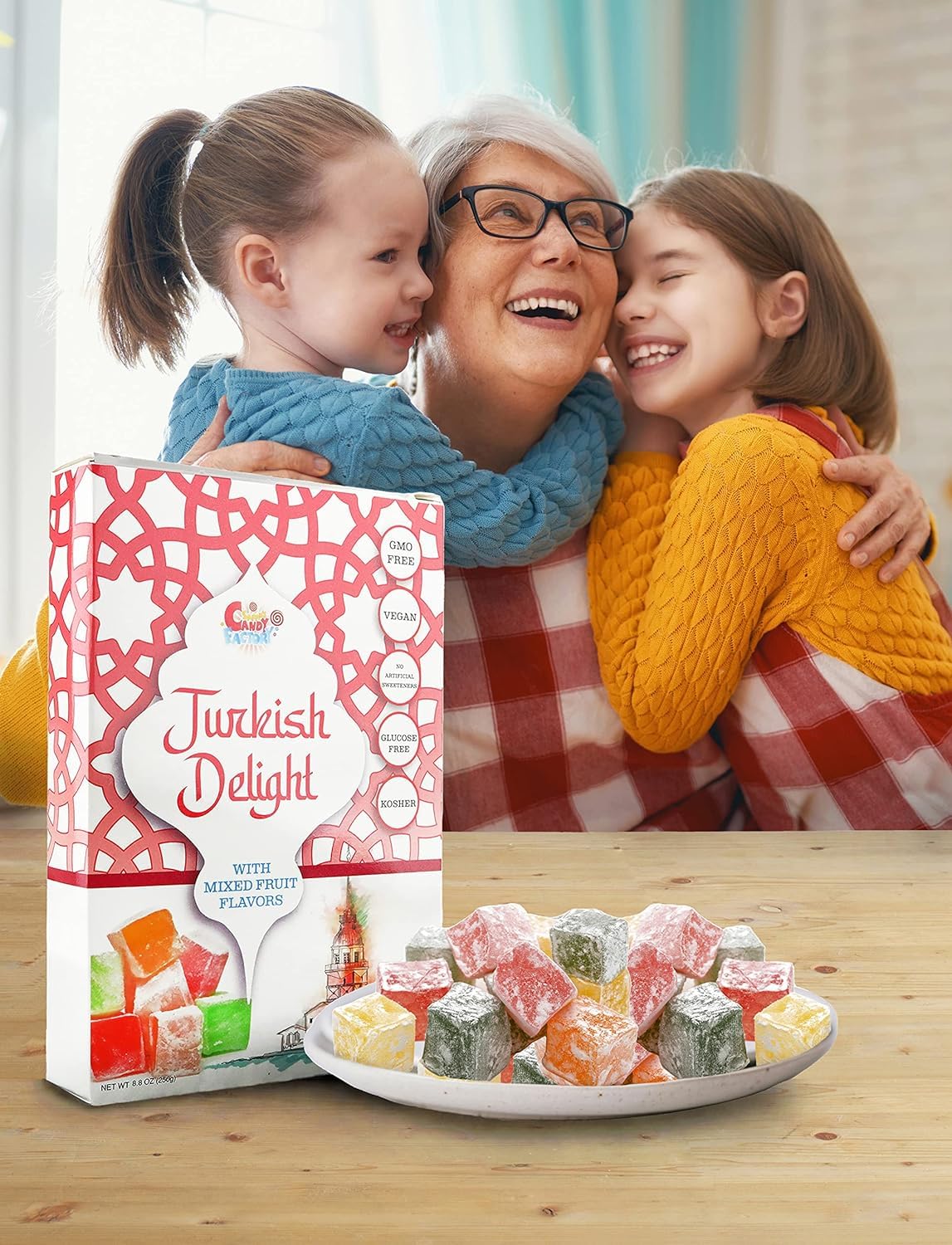 Sarah'S Candy Factory Turkish Delight With Assorted Fruit Flavors 8.8 Oz Gifts For Everyone Pack Of 2