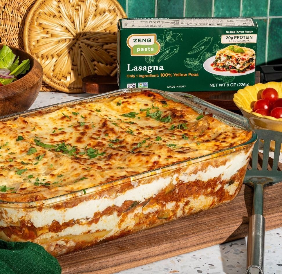 ZENB Plant-Based Lasagna - Pasta Made From 100% Yellow Peas, Gluten Free, Non-GMO & Vegan, Less Carbs than Traditional Pastas, 2
