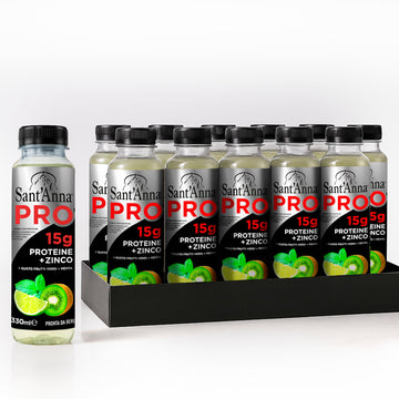 SantAnna PRO Functional Protein Drink - Green Fruits & Mint, 11.15 Fl Oz (12-Pack) | 15g Protein + Zinc | No Sugar | Clear Wate