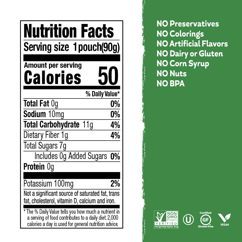 Buddy Fruits & Veggies Snacks To Go Pear Spinach Unsweetened Applesauce 3.2Oz Pouch (18Pk) Gluten-Nut-Dairy-Preservatives-Bpa Fr