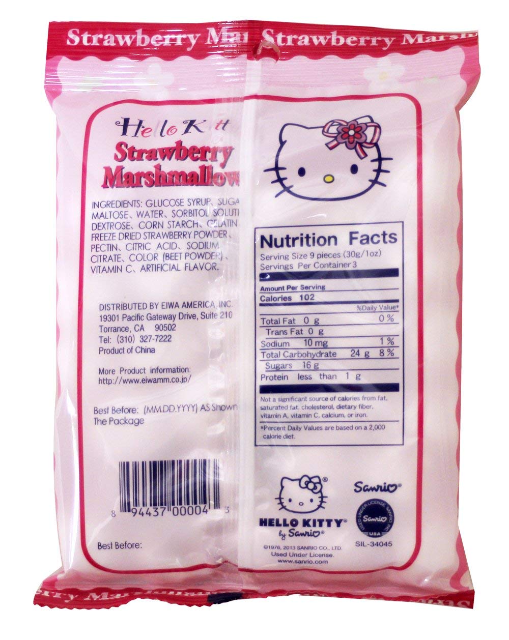 Hello Kitty Strawberry Marshmallow 90G, 3 Pack