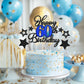 Happy 60Th Birthday Cake Toppers, Black Blue Glitter Cake Decorations Set, 60Th Birthday Decor, Birthday Anniversary Party Decor