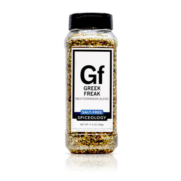 Spiceology - Salt-Free Greek Freak Mediterranean Seasoning Blend - Greek Herbs & Spices For Chicken, Potatoes, Salad, Gyros, Pasta, Pizza & More - No Salt Mediterranean Spice Blend (11.5 Oz Bottle)