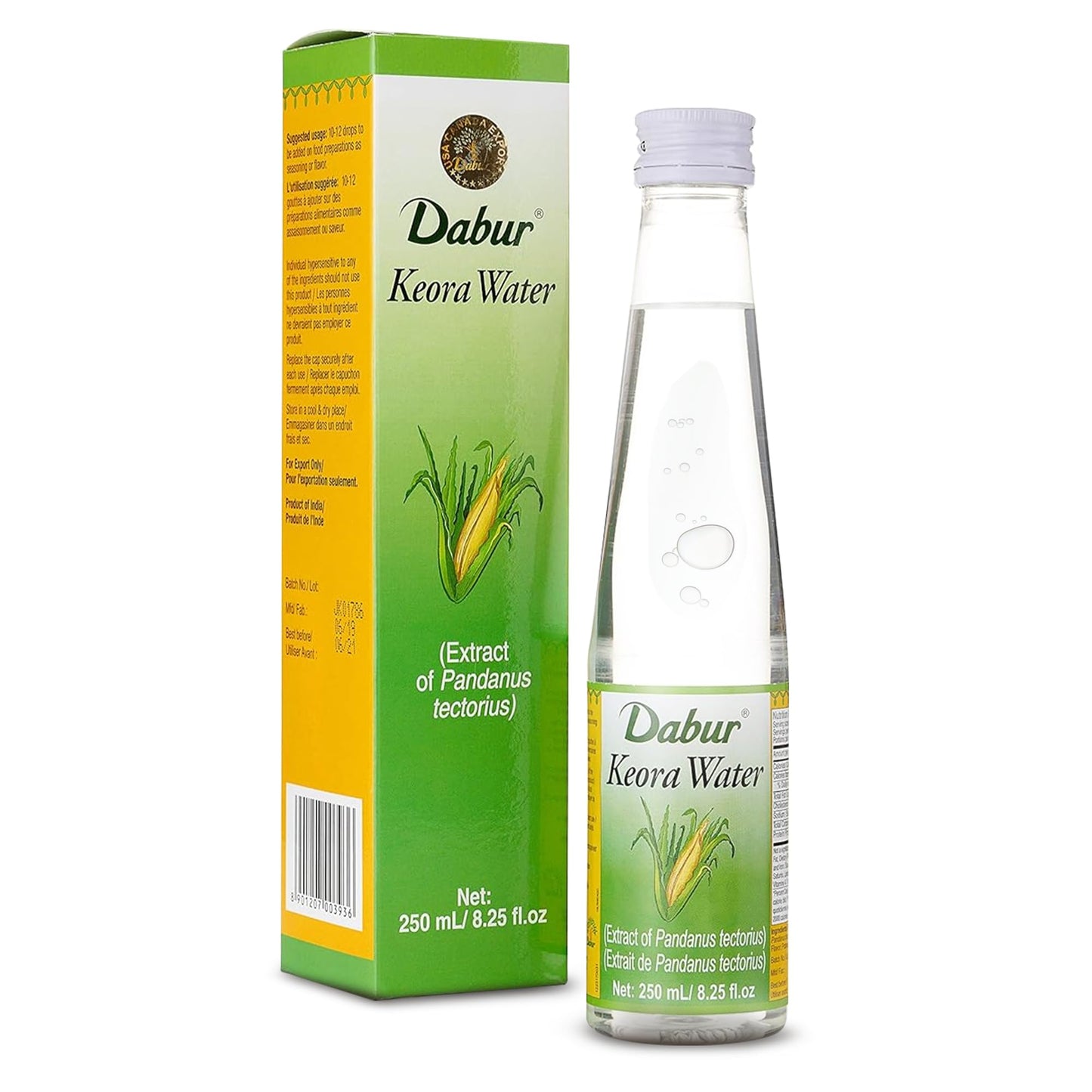 Dabur Kewra Water - Aroma & Flavoring Agent for Drinks & Desserts - 250ML Pack of 2