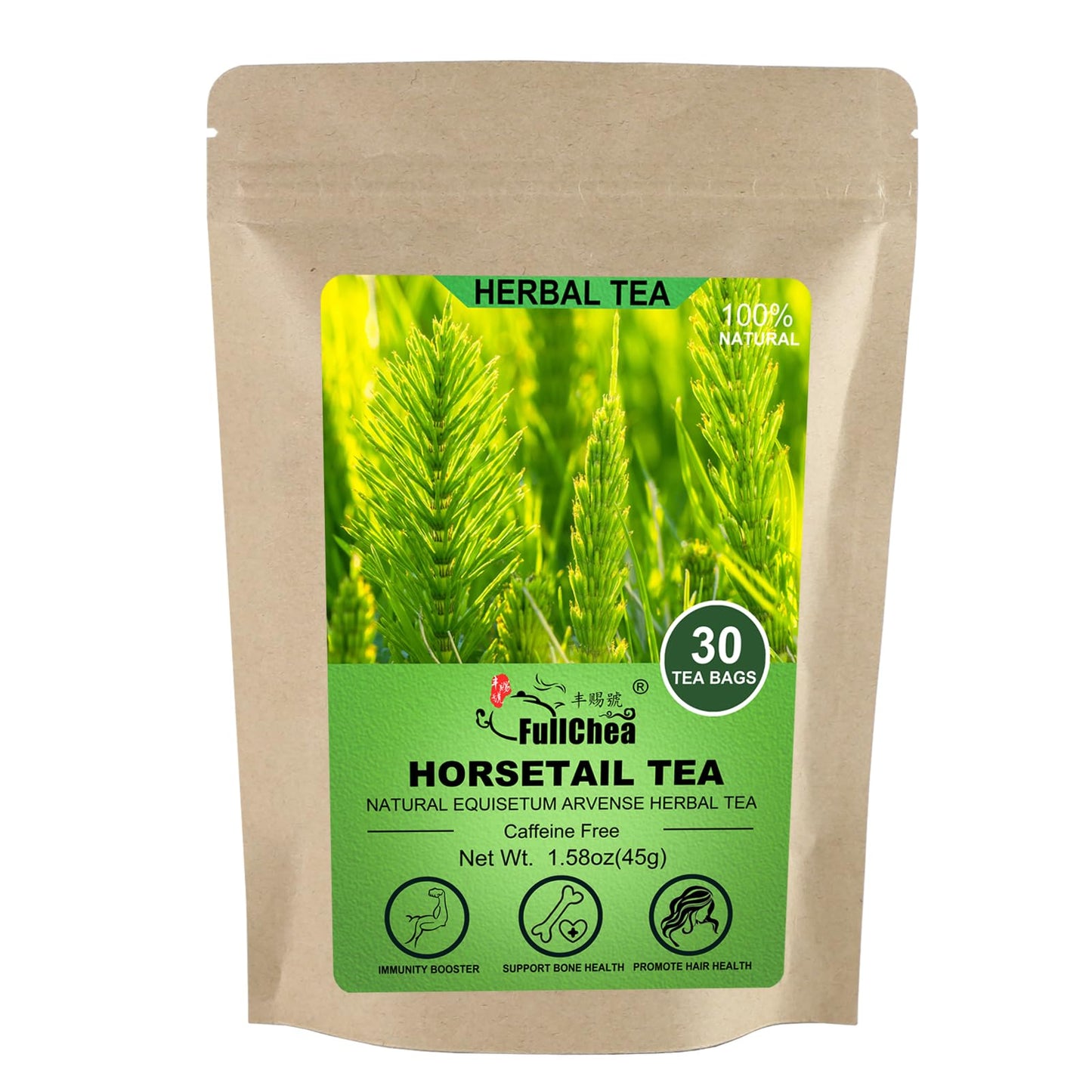 FullChea Horsetail Tea - Premium Dried Herb for Hair & Nails - Non-GMO - Caffeine-Free - 30 Count