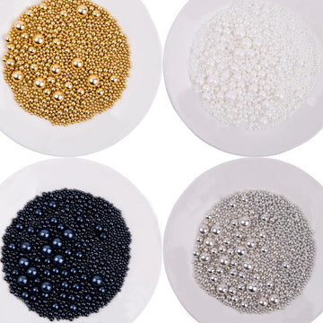 Ephvodi Sprinkles For Cake Decorations, Black Gold Silver And White Pearl Sugar Sprinkles For Cupcake Toppers Wedding Party Hall