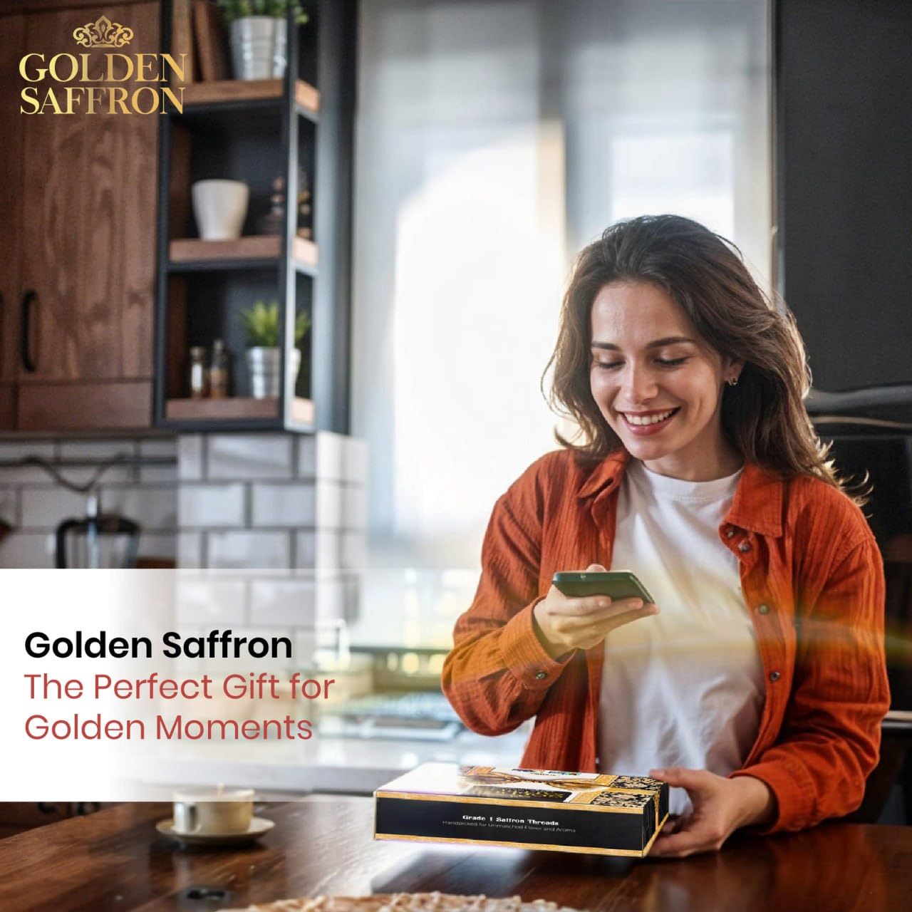 Golden Saffron Luxtury Gift Box, Enhanced All Red Saffron Threads, Grade A+ Super Negin, Perfect For Any Occasions Non-Gmo Verified For Tea, Paella, Rice, Desserts, And Risotto (28.0 Grams Gift Box)