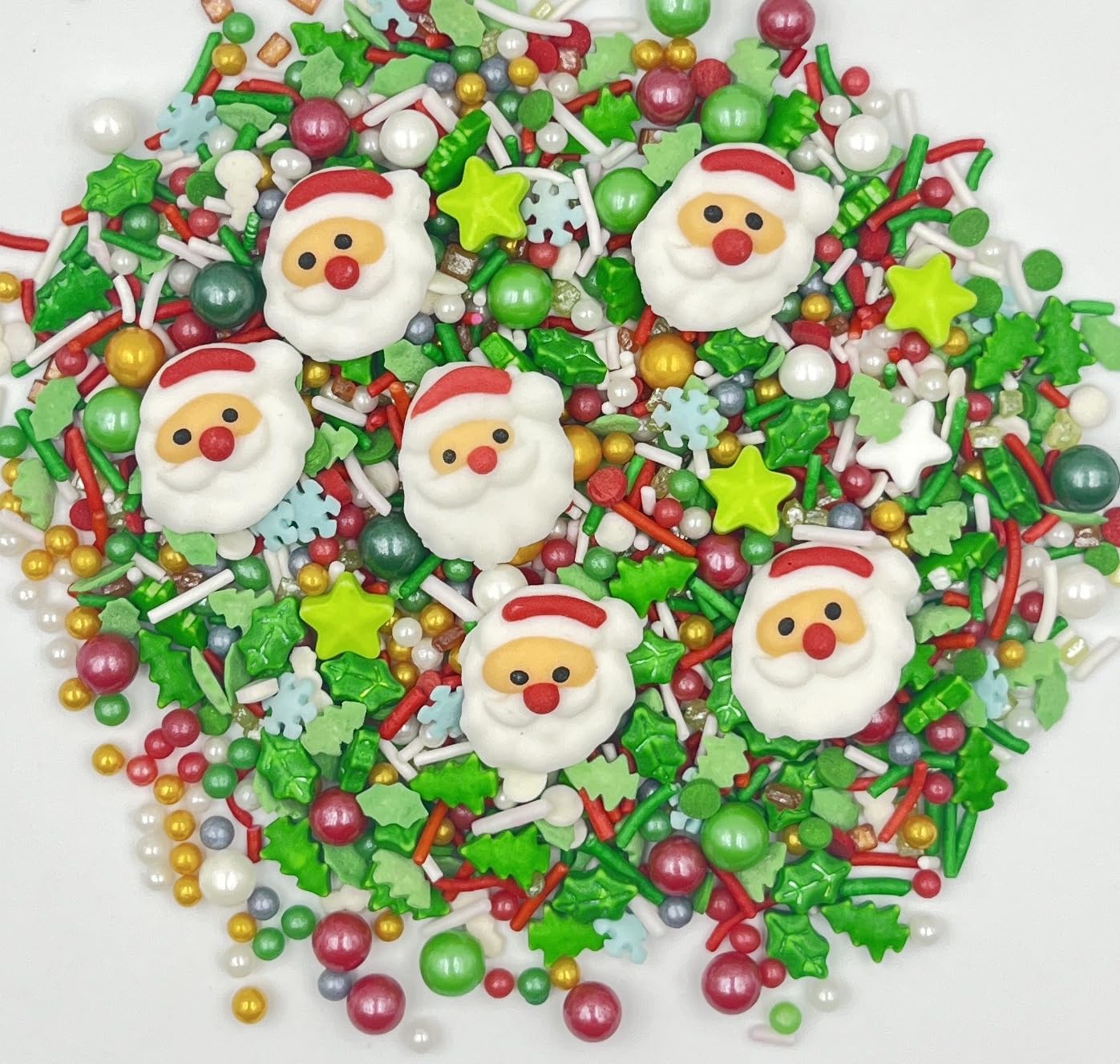 1 Bottle Christmas Sprinkles | Cake Cupcakes And Ice Cream Topper Decorations | Edible Holiday Sprinkles 3.35 Oz(6 Santa Tree Mixing) For Christmas