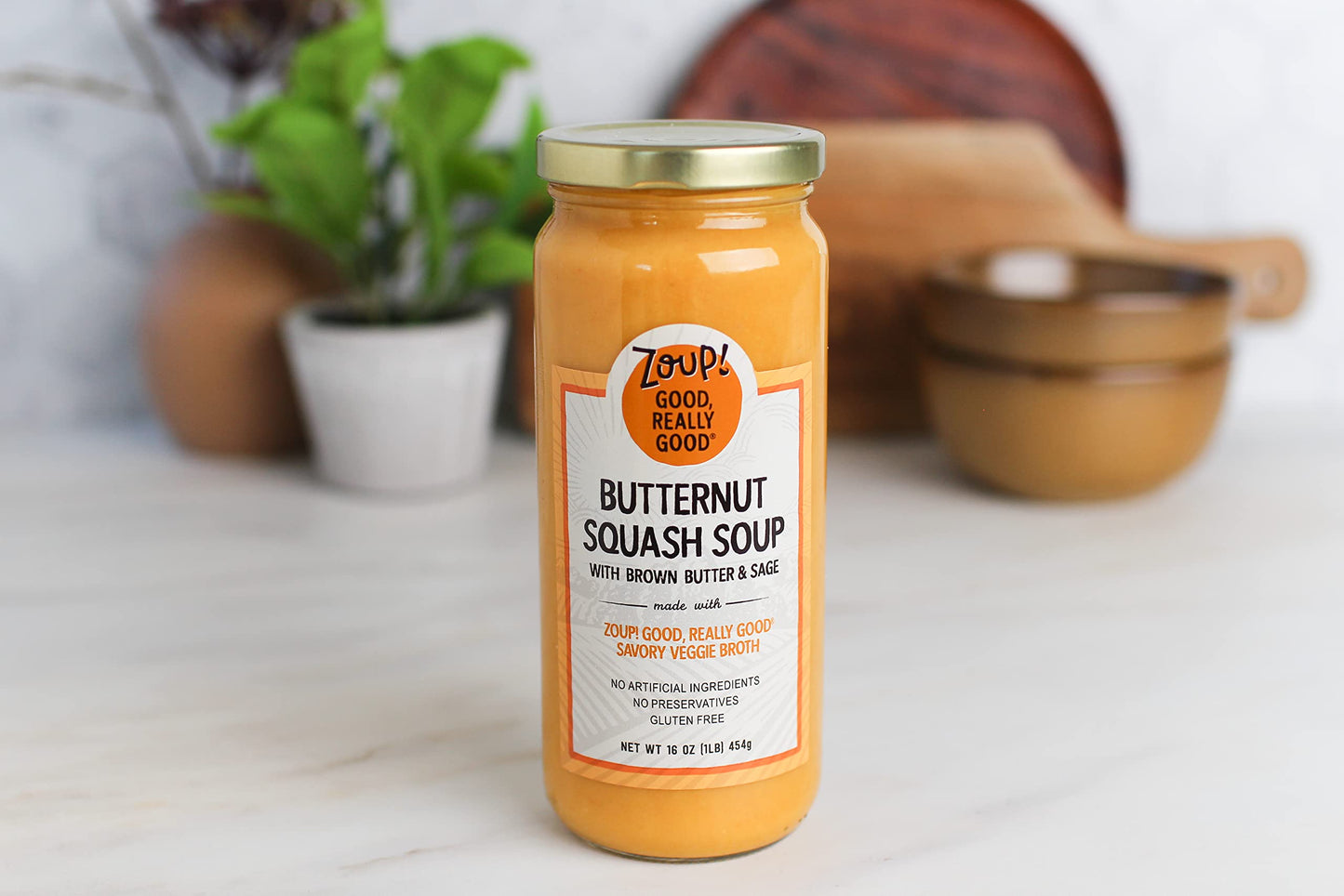Butternut Squash With Brown Butter & Sage Soup By Zoup! Good, Really Good® - No Artificial Colors Or Flavors, No Preservatives, Gluten Free Butternut Squash, 16 Oz Ready To Serve (1 Pack)