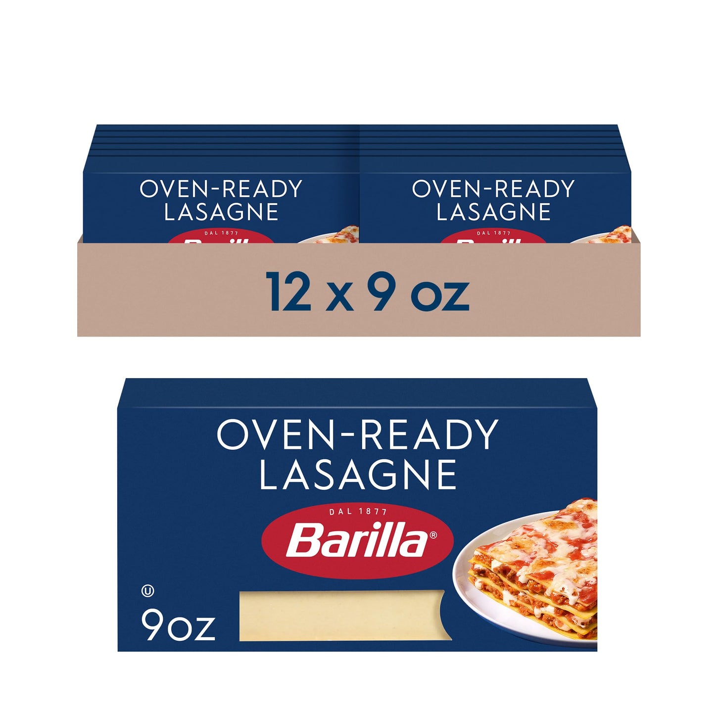 Barilla Oven-Ready Lasagne, Pasta Made with Durum Wheat Semolina, 9 oz. Box (Pack of 12) - Kosher Certified