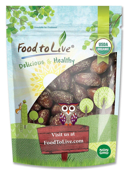 Food to Live - Organic Medjool Dates, 1 Pound Non-GMO, Whole Dried Dated with Pits, Large Size, Unsweetened, Unsulphured, Vegan,