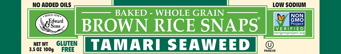Edward & Sons Brown Rice Snaps Tamari Sea , 3.5 Ounce Packs (Pack Of 12)