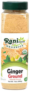 Rani Organic Ginger (Adarak) Powder Ground, Spice 14oz (400g) PET Jar ~ All Natural | Vegan | Gluten Friendly | NON-GMO | Indian