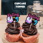 18Pcs Black Glitter Pink Roller Skates Dessert Cupcake Topper 80S 90S Retro Hip Hop Roller Skating Rolling Into 9 Theme Decor Su
