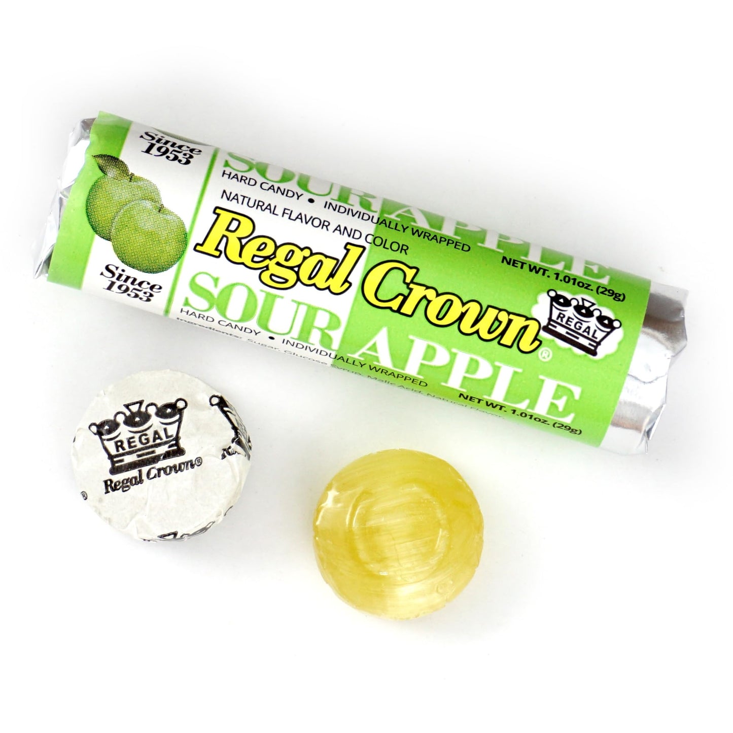Regal Crown Roll Sour Candy Variety Pack, 8 Count - Sour Grape, Apple, Lemon & Cherry by The Hampton Candy Company