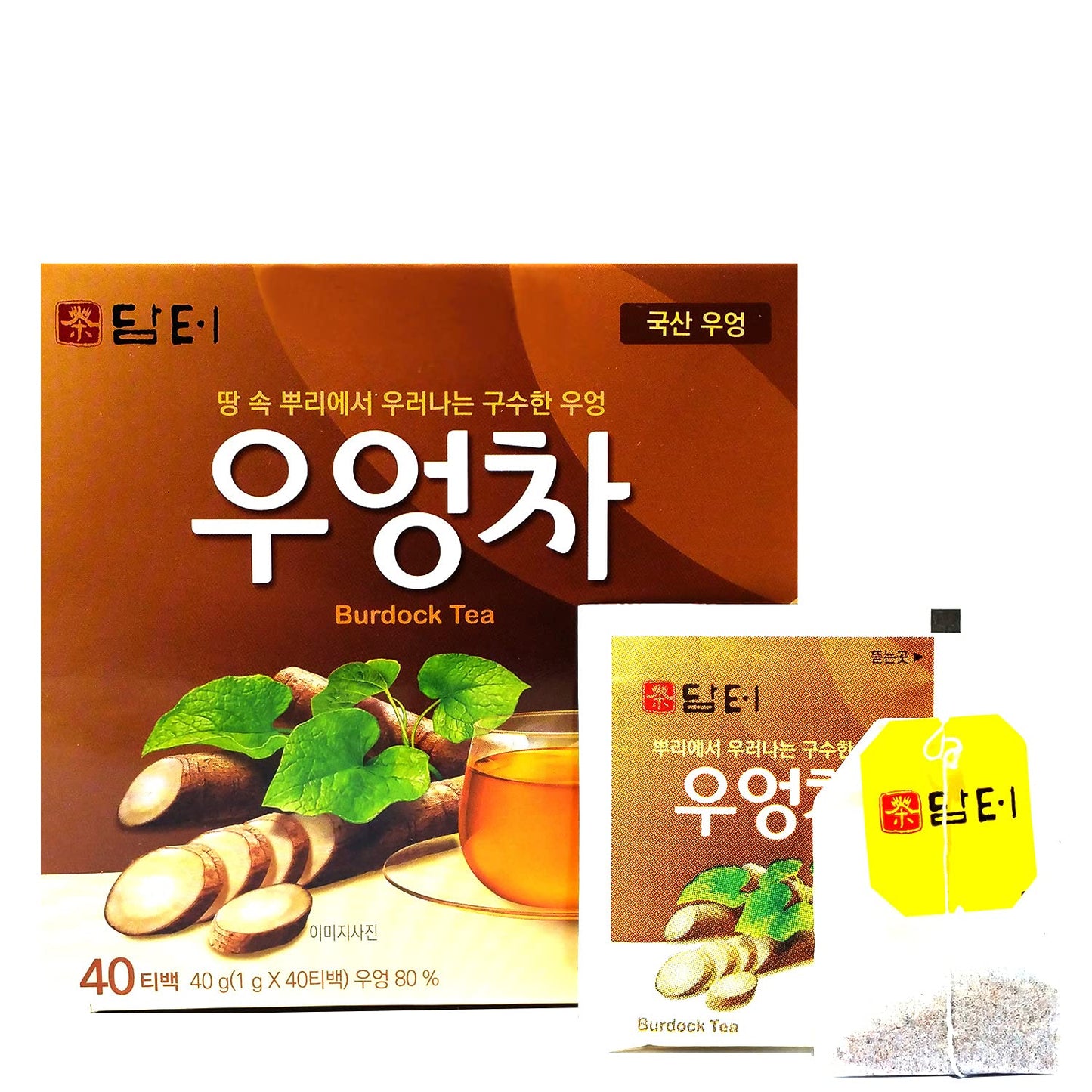 Damtuh Korean Burdock Root Tea – Herbal Wellness & Soothing Drink, Caffeine-Free – 40 Tea Bags (1.5G Each)
