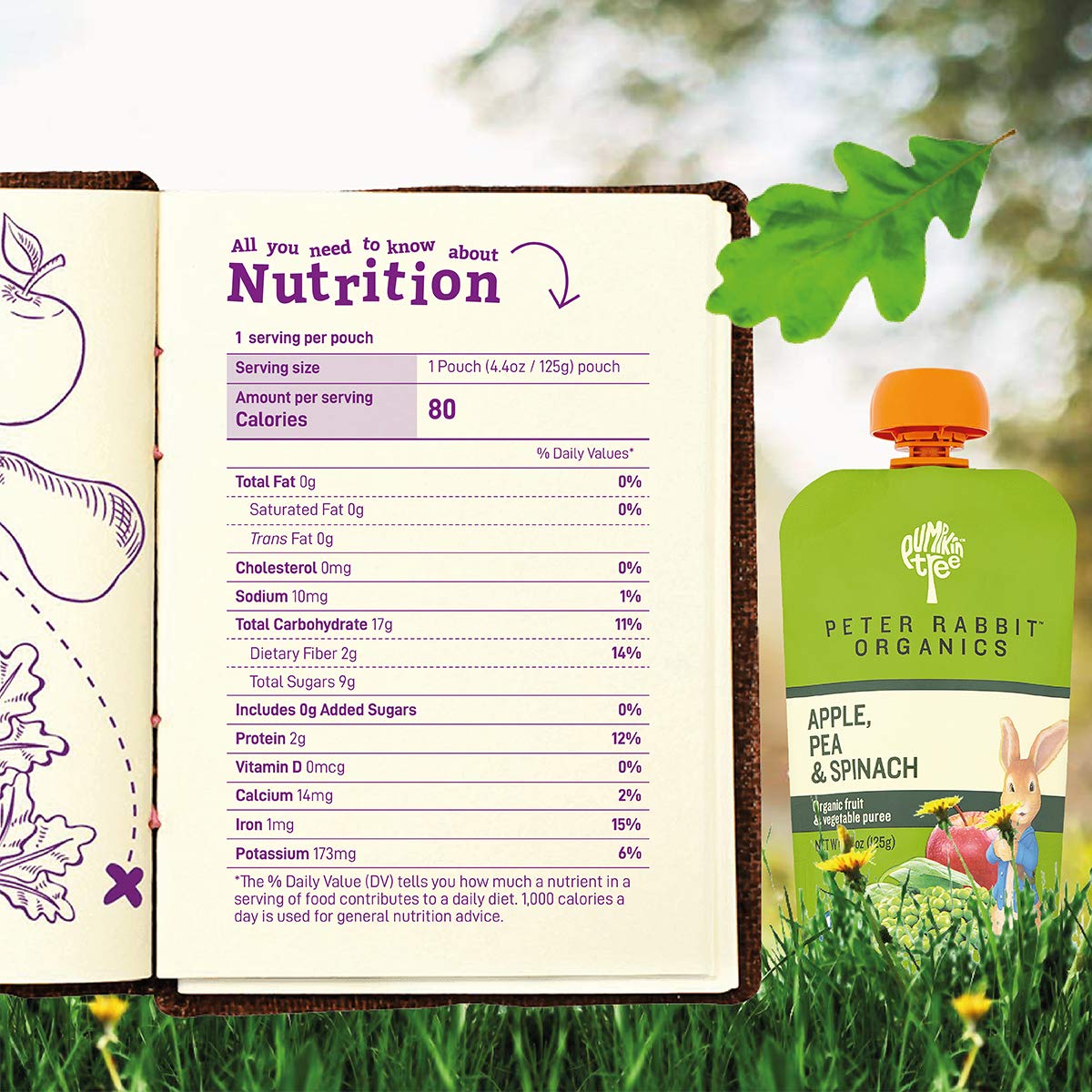 Peter Rabbit Organics Baby Pea Spinach Apple, 4.40 Oz