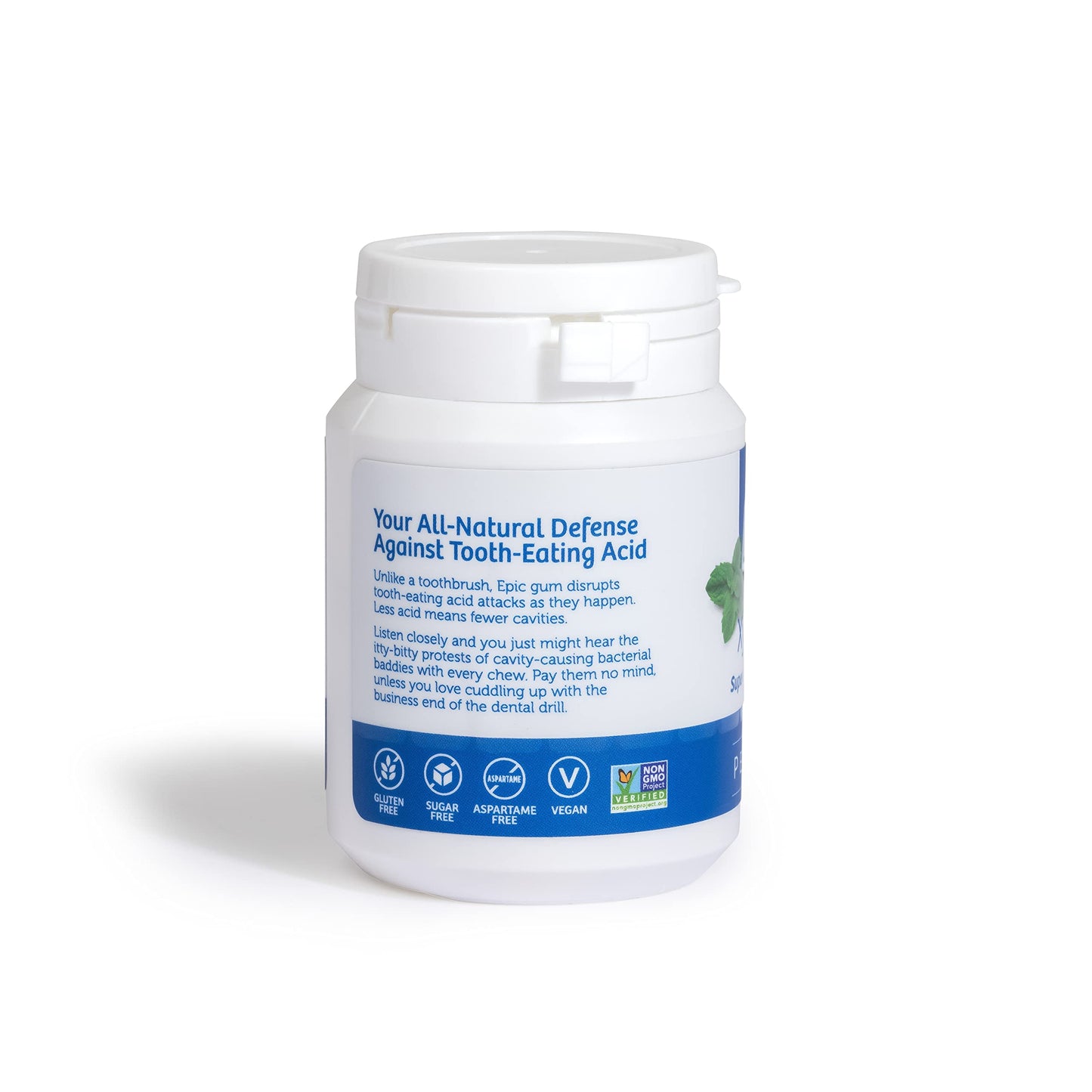 Epic Xylitol Chewing Gum - Sugar Free & Aspartame Free Chewing Gum Sweetened W/Xylitol For Dry Mouth & Gum Health (Peppermint, 50-Piece Bottle, 3 Bottles)