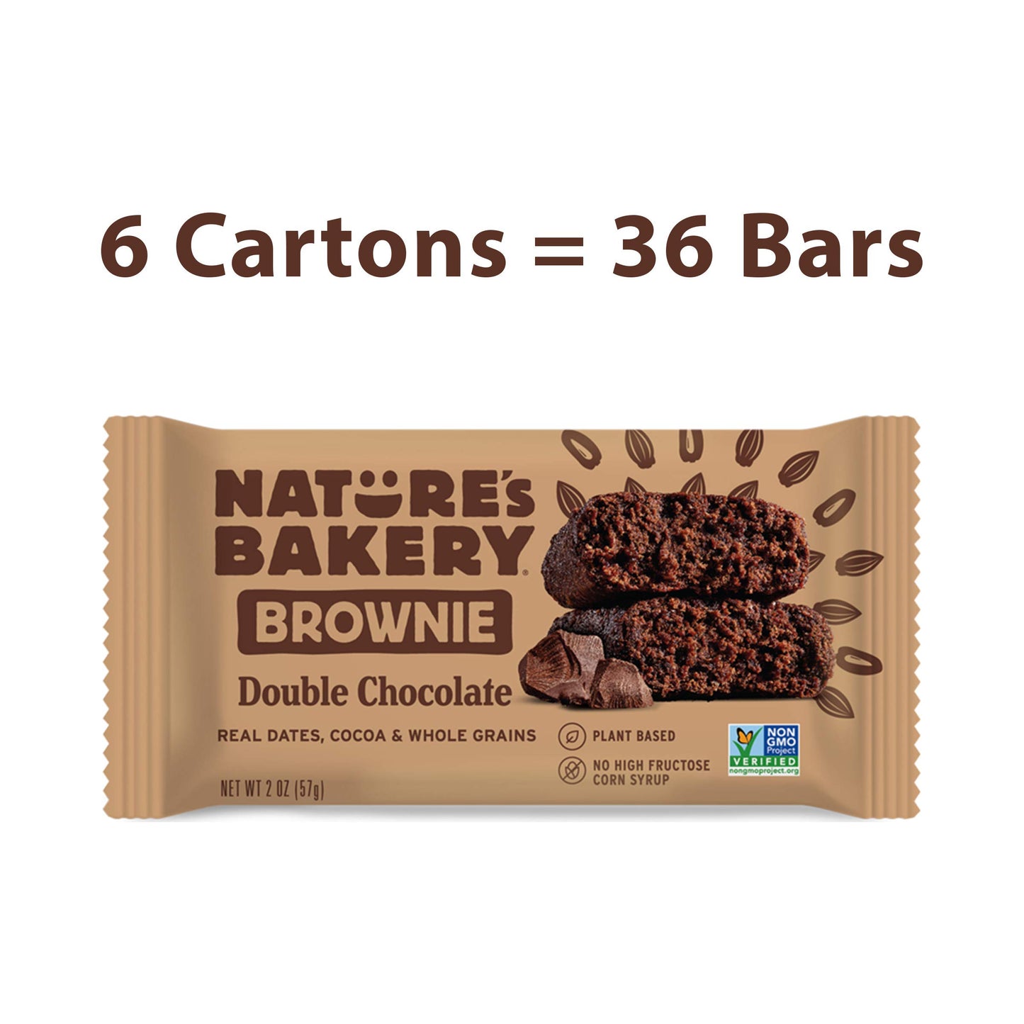 Nature’S Bakery Whole Wheat Fig Bars, Double Chocolate Brownie, Real Fruit, Vegan, Non-Gmo, Snack Bar, 6 Boxes With 6 Twin Packs (36 Twin Packs)