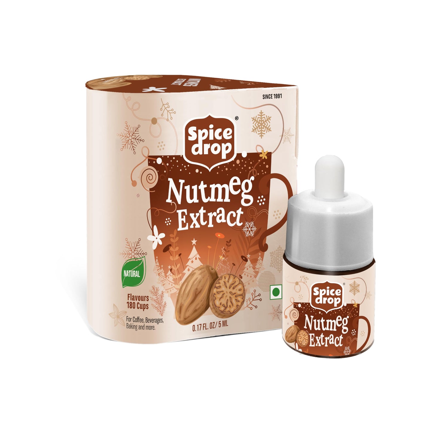 Spice Drop Nutmeg Extract - Up To 180 Drops Per Bottle | Coffee, Cooking, Baking, Dessert | Rich In Quality And Aroma | No Added