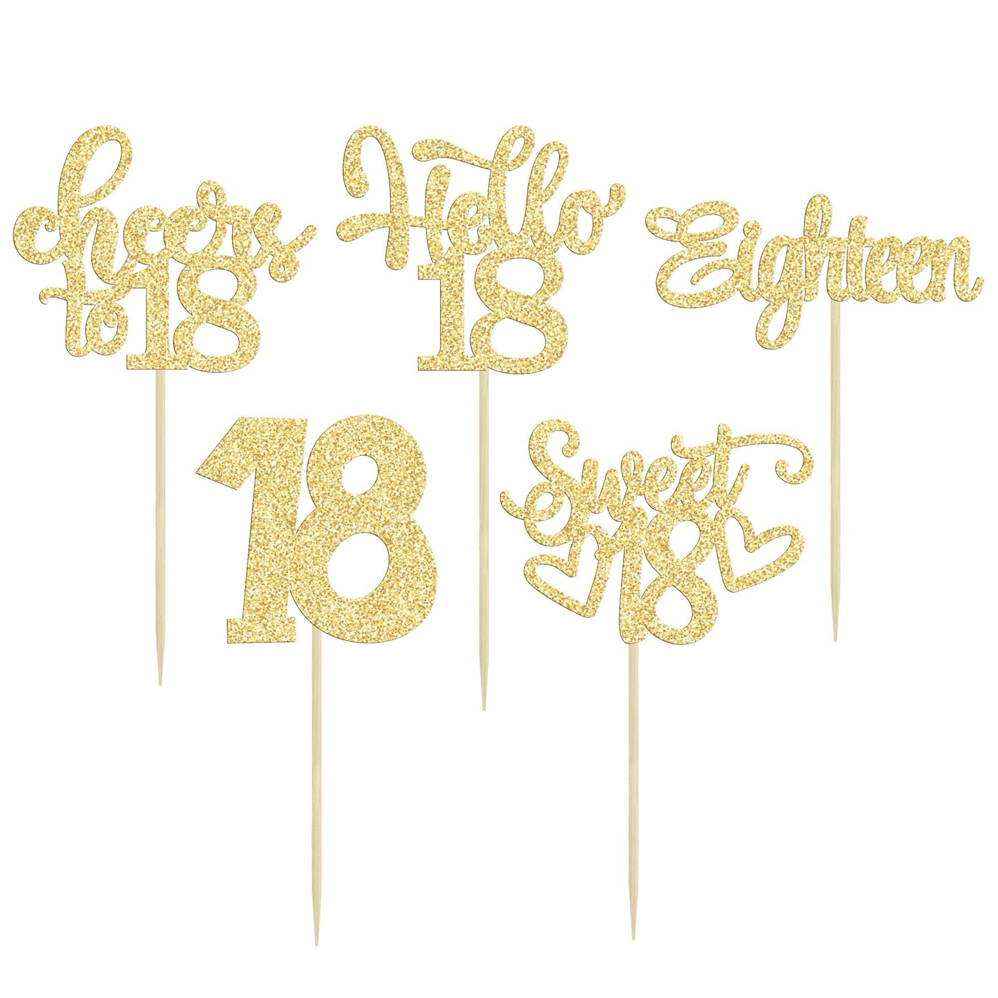 30Pcs18Th Birthday Cupcake Toppers Eighteen Happy 18Th Cupcake Picks Sweet 18 Cheers To 18 Cake Decorations For 18Th Birthday An