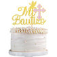 ZHUOWEISM Spanish Mi Bautizo Cake Topper, Glitter Pink Cross, Dove Design, Small, Bamboo, Gold