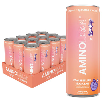 RSP NUTRITION AminoLean Energy Drink – Sugar Free, Natural Caffeine, Vegan Amino Acids, 12 oz, Pack of 12
