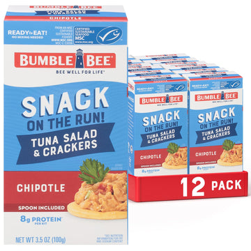Bumble Bee Chipotle Tuna Salad with Crackers Kit, Ready to Eat, 3.5 Oz (Pack of 12), Wild Caught Tuna, Convenient Protein Snack