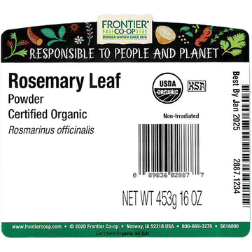 Frontier Co-Op Organic Rosemary Leaf Powder, 1Lb Bulk Bag - Natural And Dried Rosemary Leaves Powder - Ideal For Cooking, Baking, Kosher