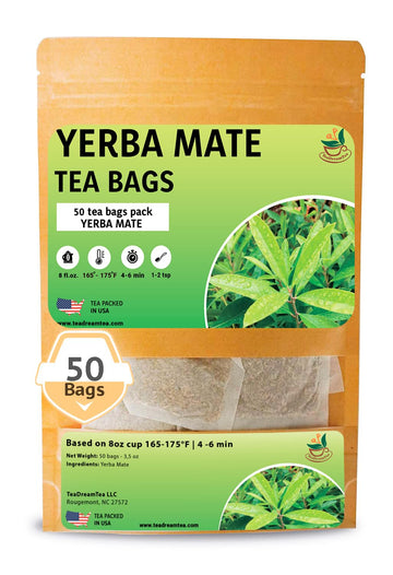 Yerba Mate Tea - Green Cut & Sifted - Unsmoked Energy Boost - 50 Tea Bags - Packed with Nutrients - Your Perfect Coffee Replacem