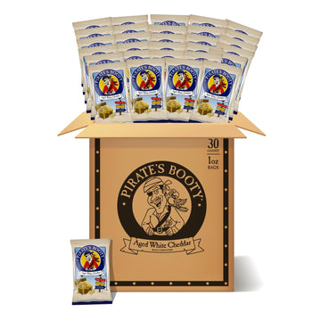Pirates Booty Aged White Cheddar Cheese Puffs, Gluten-Free, Kids Snacks, 1oz (30ct)